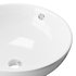 Round Countertop Vessel Bathroom Sink White with Overflow - Thumbnail 2