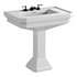 White Large Vitreous Victorian Pedestal Sink with Widespread Black Belle Faucet - Thumbnail 5