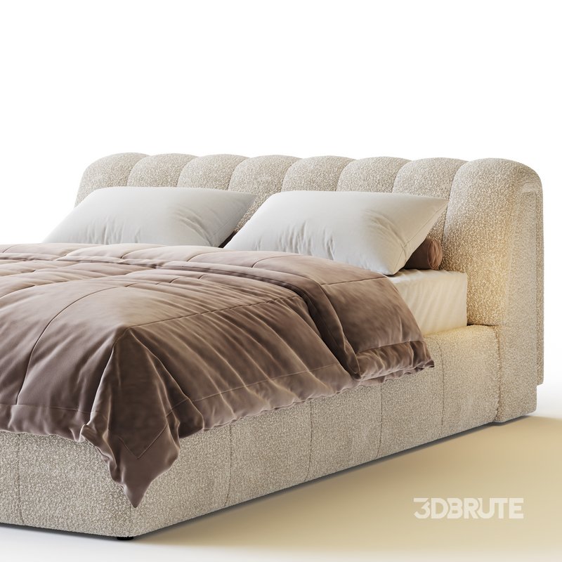 Salami Queen Bed – Maya Cream Boucle Image 2