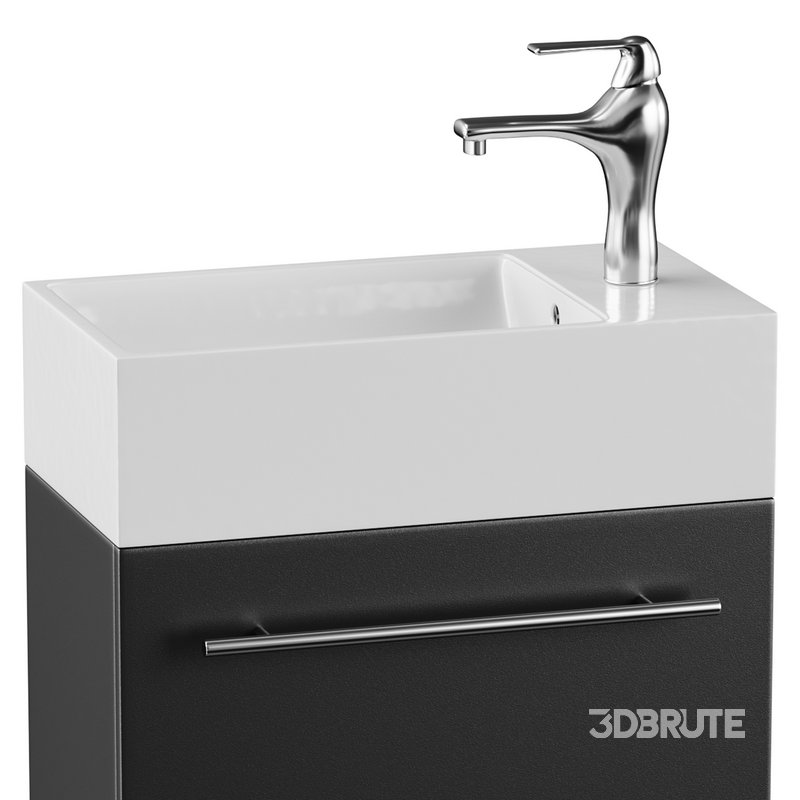 Small Wall Mounted Cabinet Vanity Bathroom Sink Cabinet Black Image 2