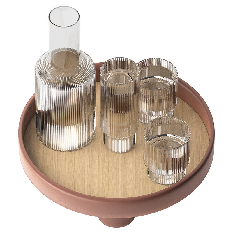 round platform tray with ripple carafe water Image 3