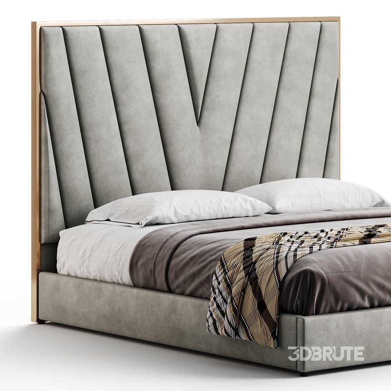 Grayish Upholstered luxury King Size Bed Image 5