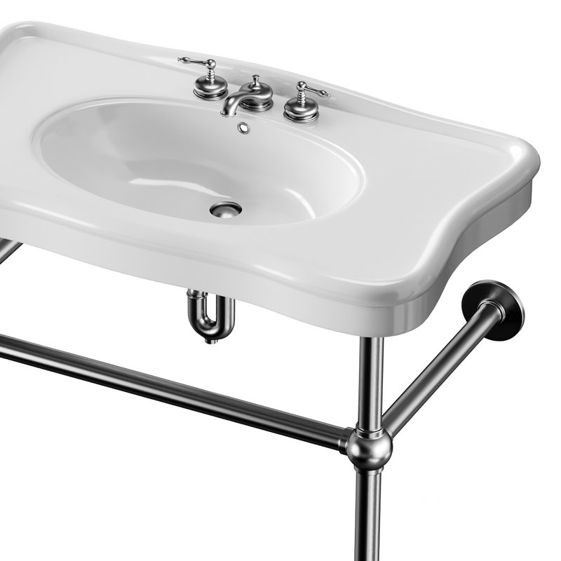 Console Sink Porcelain Belle Epoque with Black Nickel Support Legs Image 2