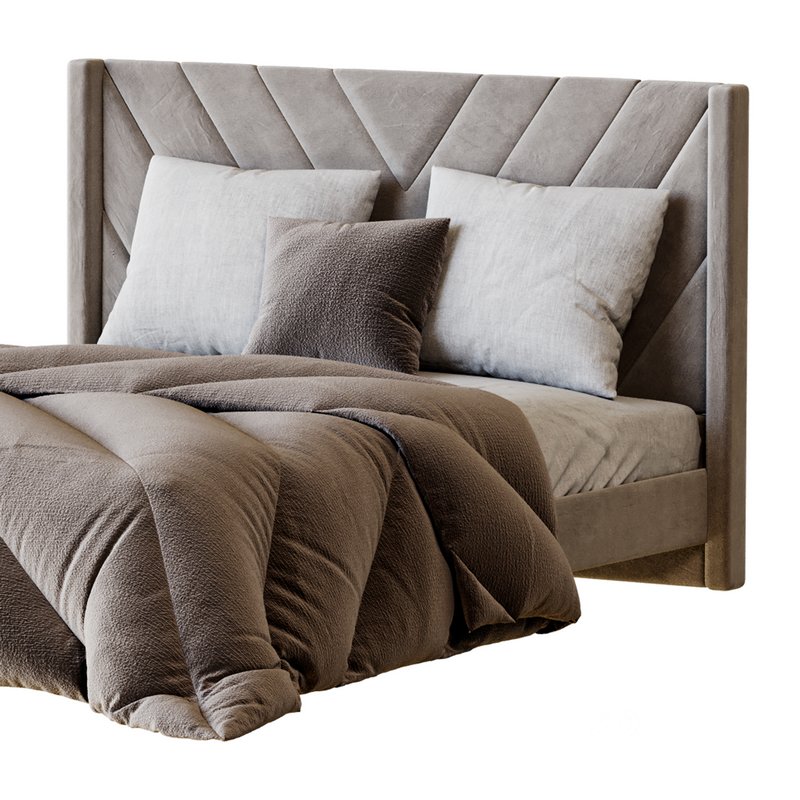 Easyfashion Modern Upholstered Platform Queen Bed with Slat Support Light Gray Image 3