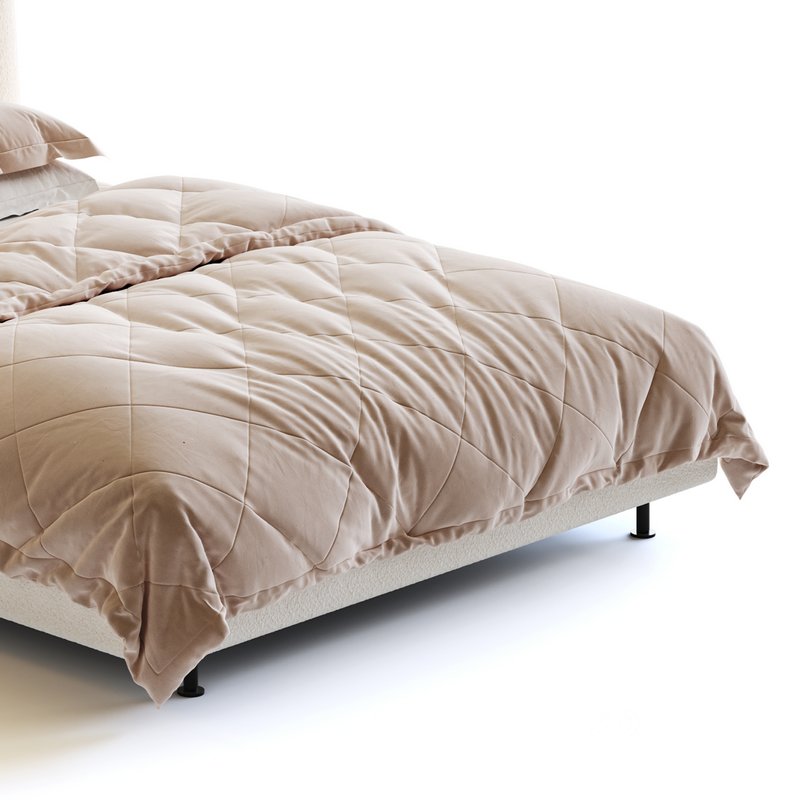 Dylan White Boucle Minimalist Bed Frame Image 4