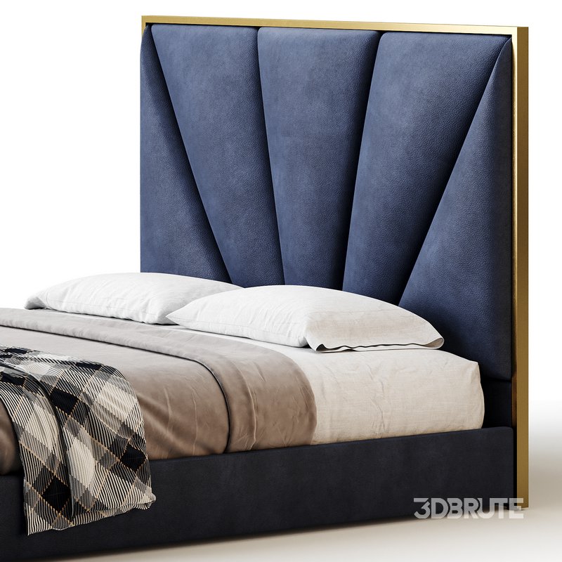 Royal Blue Upholstered Luxury King Size size Bed Image 2
