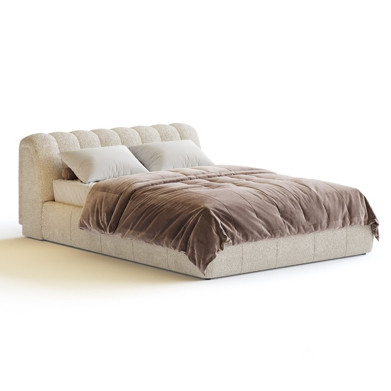 Salami Queen Bed – Maya Cream Boucle Image 3