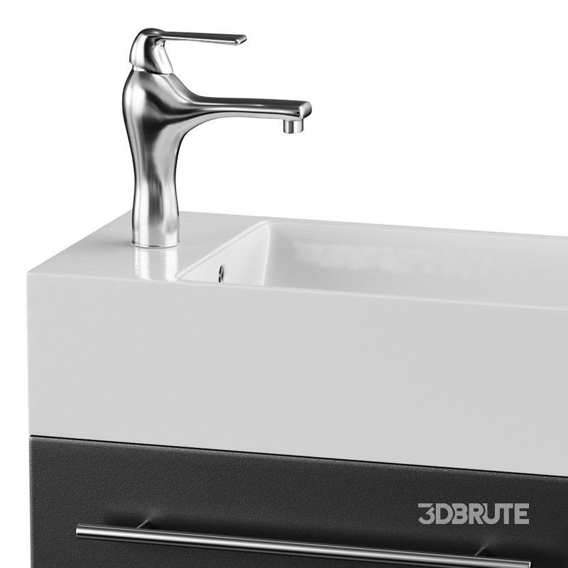 Small Wall Mounted Cabinet Vanity Bathroom Sink Cabinet Black Image 4