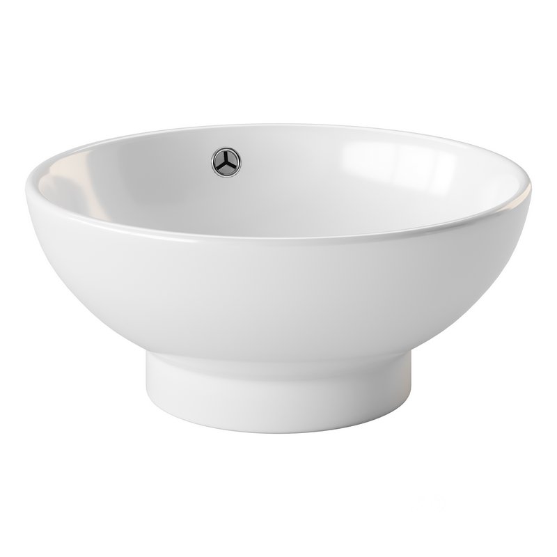 Round Countertop Vessel Bathroom Sink White with Overflow Image 8