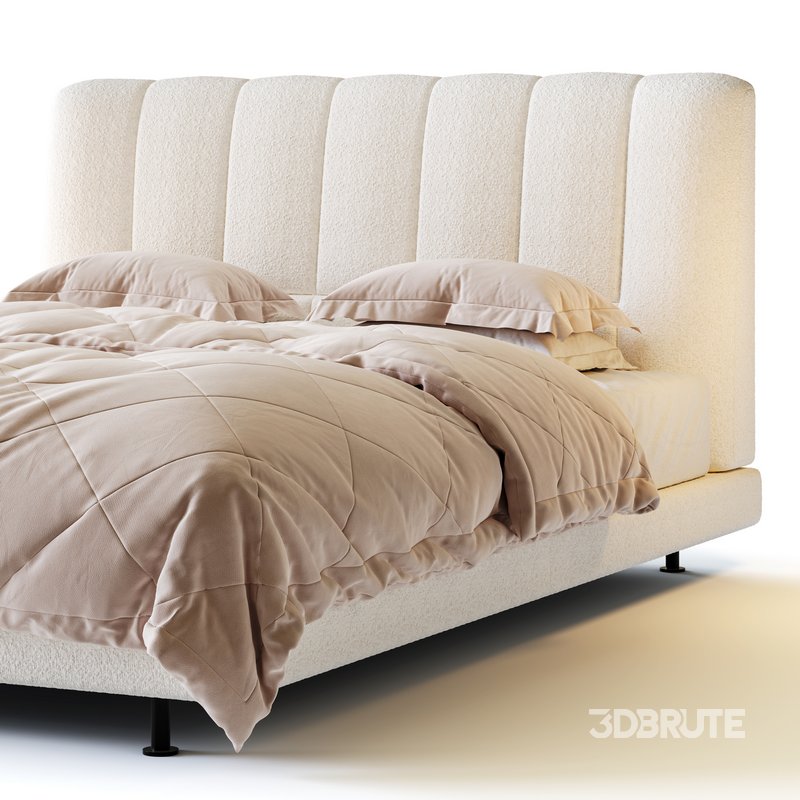 Dylan White Boucle Minimalist Bed Frame Image 5