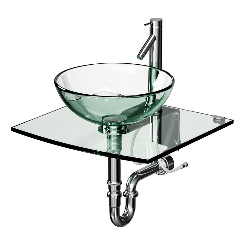 Unique Tempered Glass Wall Mount Vessel Sink Image 3