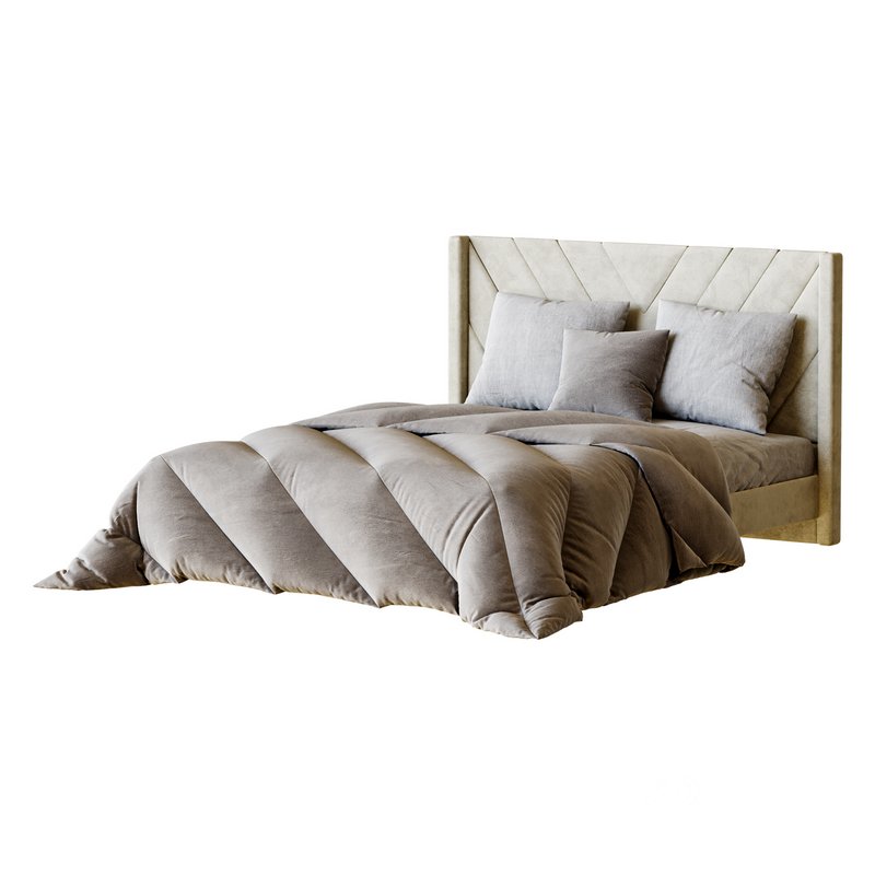 Easyfashion Modern Upholstered Platform Queen Bed with Slat Support Light Gray Image 4