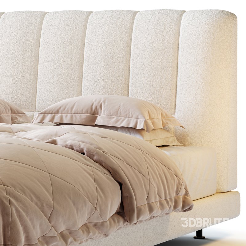 Dylan White Boucle Minimalist Bed Frame Image 3