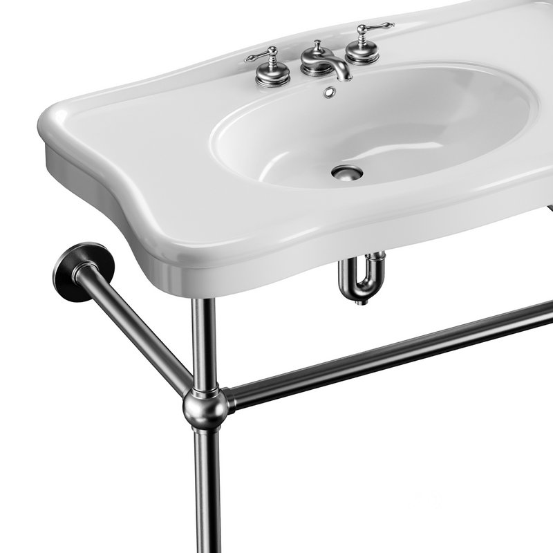 Console Sink Porcelain Belle Epoque with Black Nickel Support Legs Image 4