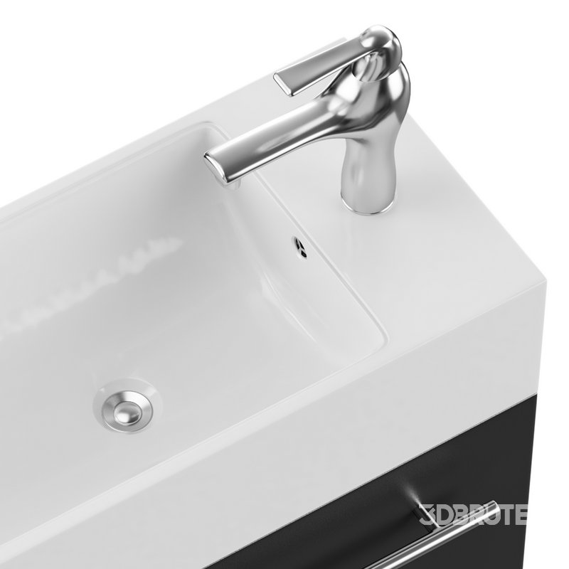 Small Wall Mounted Cabinet Vanity Bathroom Sink Cabinet Black Image 5