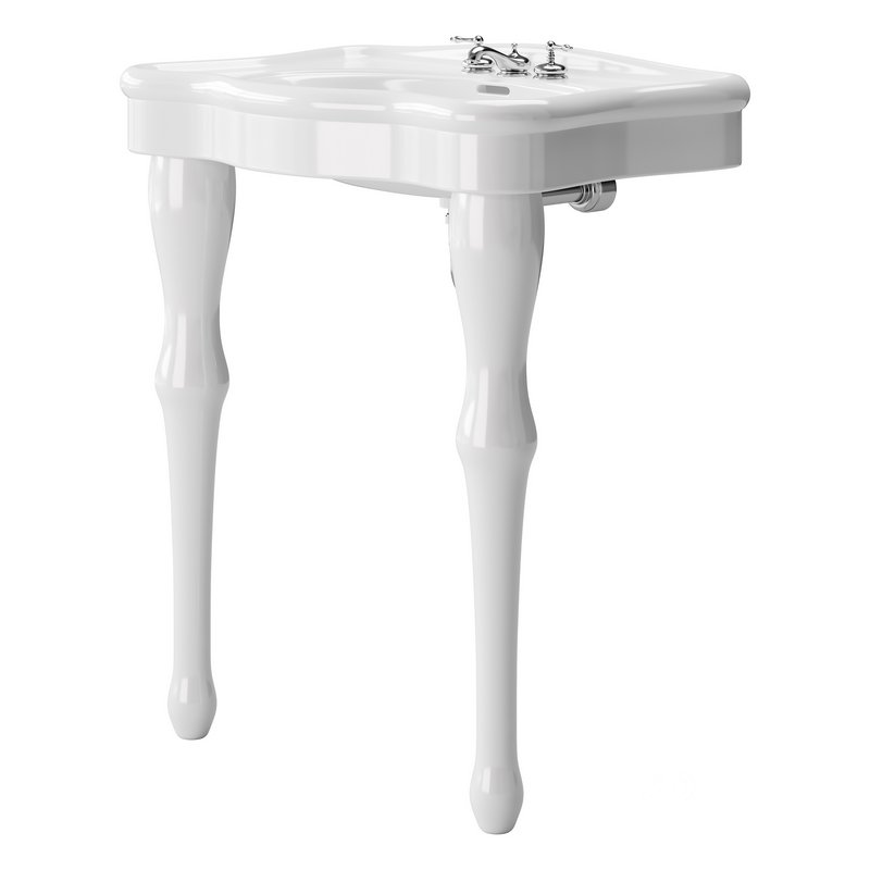 White Console Sink China Two Spindle Legs Image 6