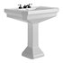 White Large Vitreous Victorian Pedestal Sink with Widespread Black Belle Faucet - Thumbnail 4