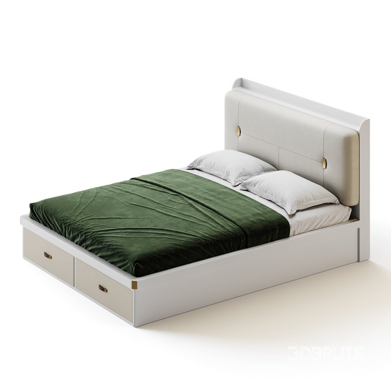 White Wooden Luxury Leather Upholstered Bed Image 5