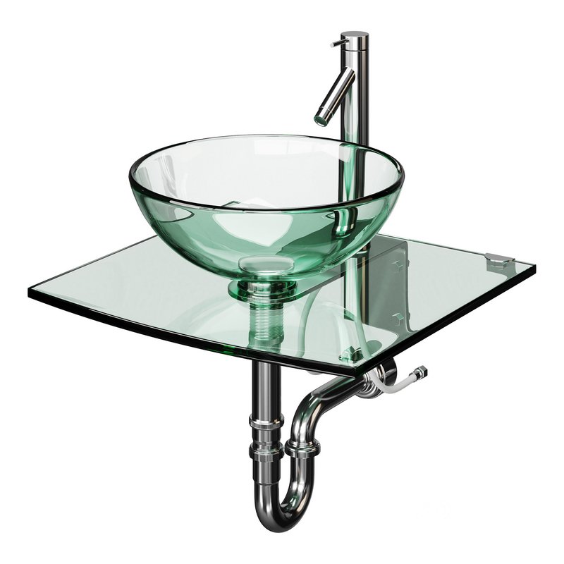 Unique Tempered Glass Wall Mount Vessel Sink Image 5