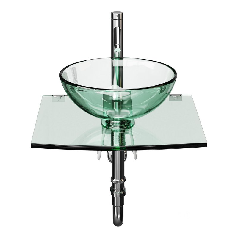 Unique Tempered Glass Wall Mount Vessel Sink Image 6