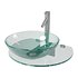 Corona 27 7 8 Glass Wall Mounted Bathroom Sink with Round Counter Faucet and Drain - Thumbnail 6