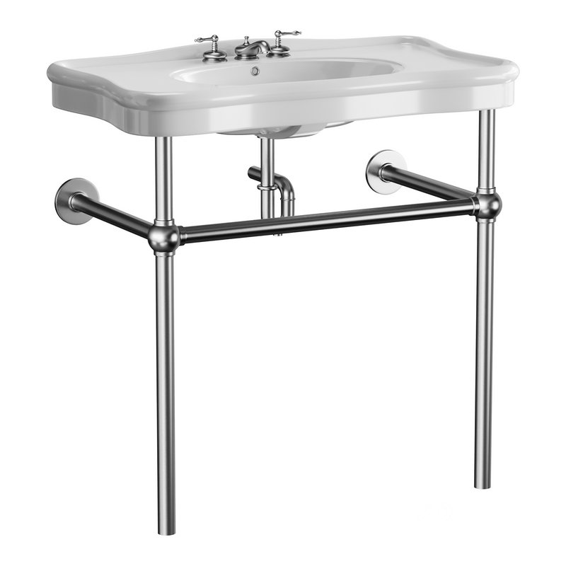 Console Sink Porcelain Belle Epoque with Black Nickel Support Legs Image 5