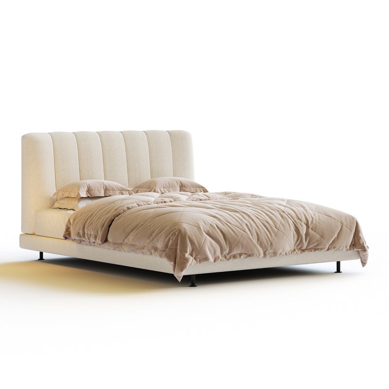 Dylan White Boucle Minimalist Bed Frame Image 6