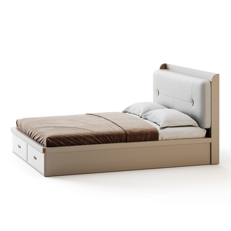 White Wooden Luxury Leather Upholstered Bed Image 6