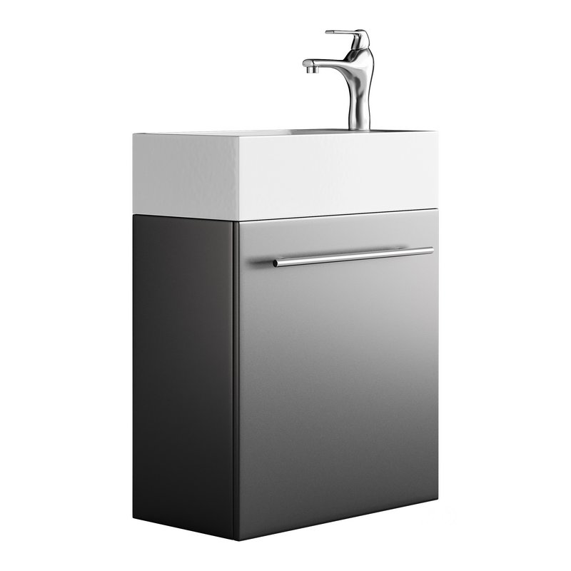 Small Wall Mounted Cabinet Vanity Bathroom Sink Cabinet Black Image 8