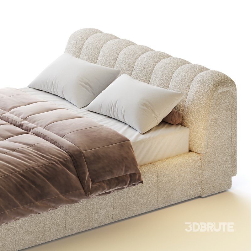 Salami Queen Bed – Maya Cream Boucle Image 6