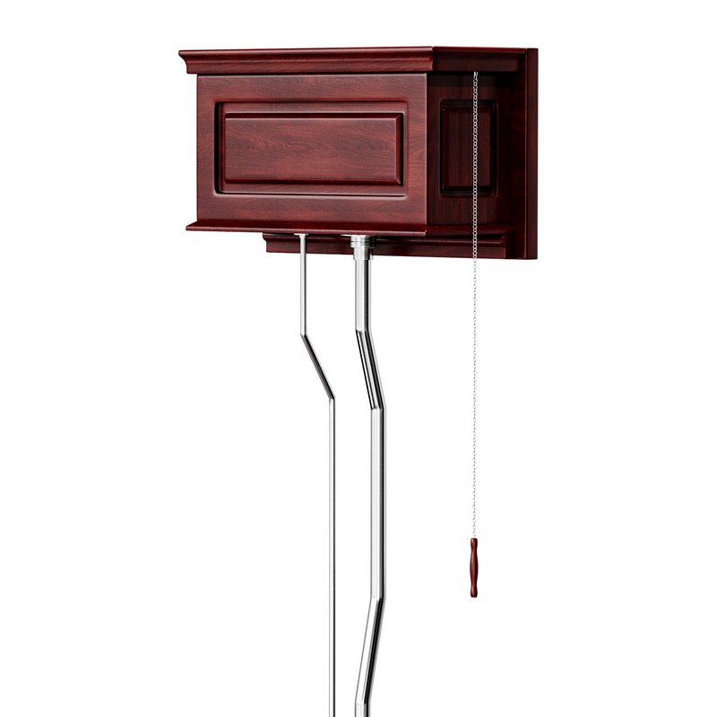 Dark Oak High Tank Pull Chain Toilet Wooden Tank Round Bowl Image 6