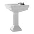 White Large Vitreous Victorian Pedestal Sink with Widespread Black Belle Faucet - Thumbnail 6