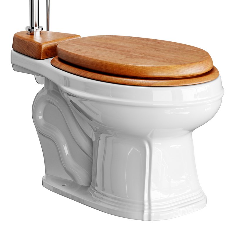 White High Tank Toilet with Round Bowl Chrome Plate Z-Pipe Image 7