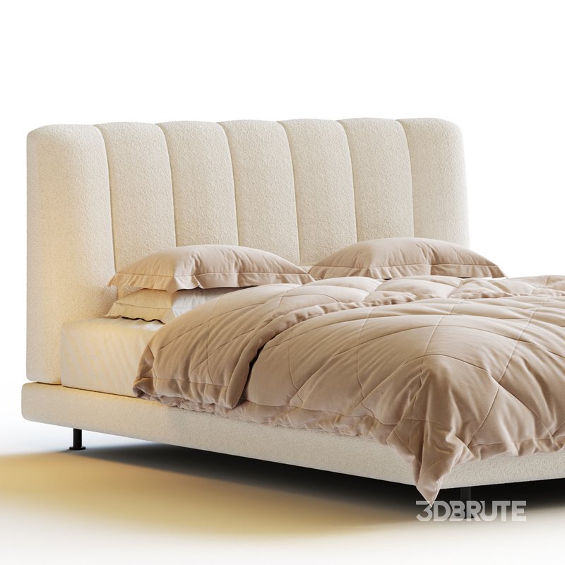 Dylan White Boucle Minimalist Bed Frame Image 7