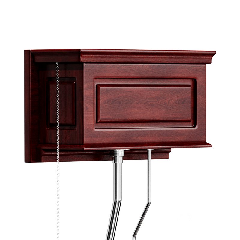 Dark Oak High Tank Pull Chain Toilet Wooden Tank Round Bowl Image 7