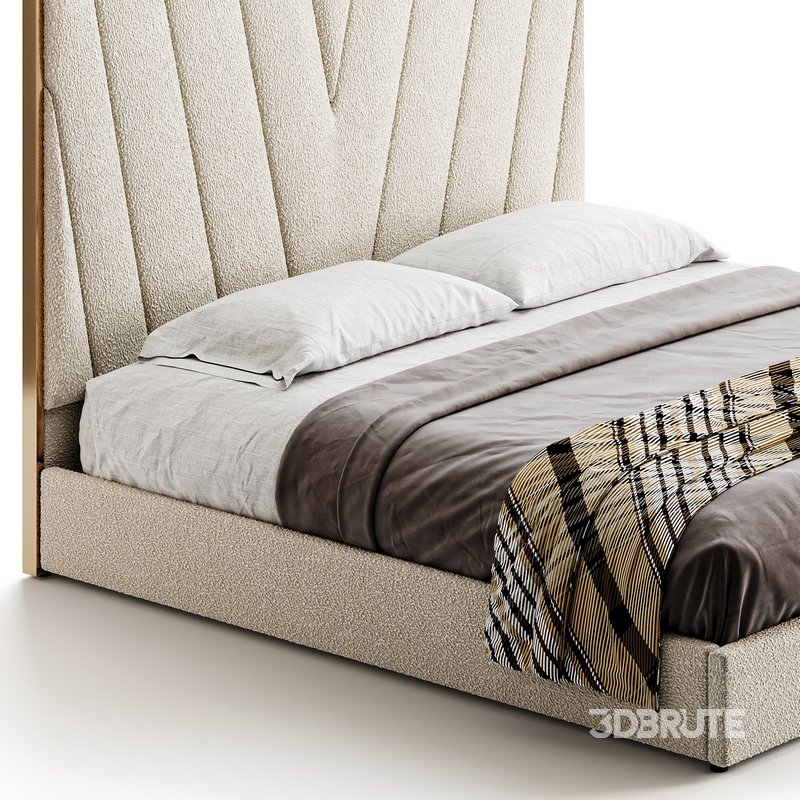 Grayish Upholstered luxury King Size Bed Image 8