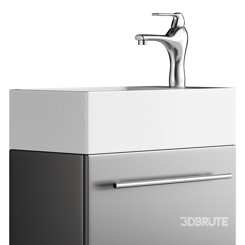 Small Wall Mounted Cabinet Vanity Bathroom Sink Cabinet Black Image 6