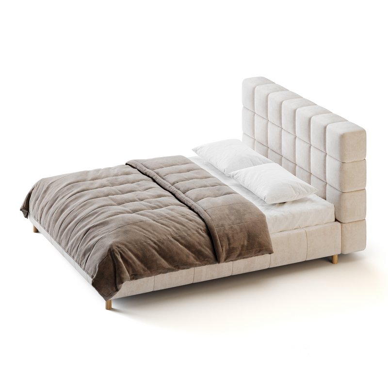 White-velvet-minimalist-bed Image 8