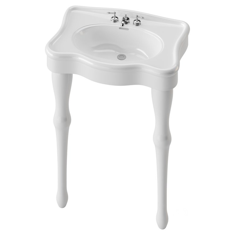 White Console Sink China Two Spindle Legs Image 7