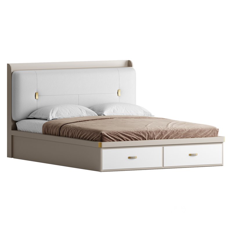 White Wooden Luxury Leather Upholstered Bed Image 7