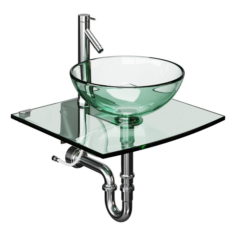 Unique Tempered Glass Wall Mount Vessel Sink Image 7