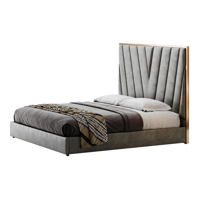 Grayish Upholstered luxury King Size Bed Image 7