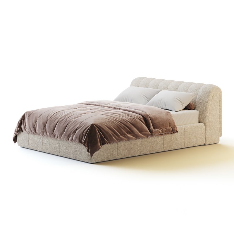 Salami Queen Bed – Maya Cream Boucle Image 8