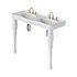 Double Basin Console Bathroom Sink White with 2 Spindle Legs and Overflow - Thumbnail 8