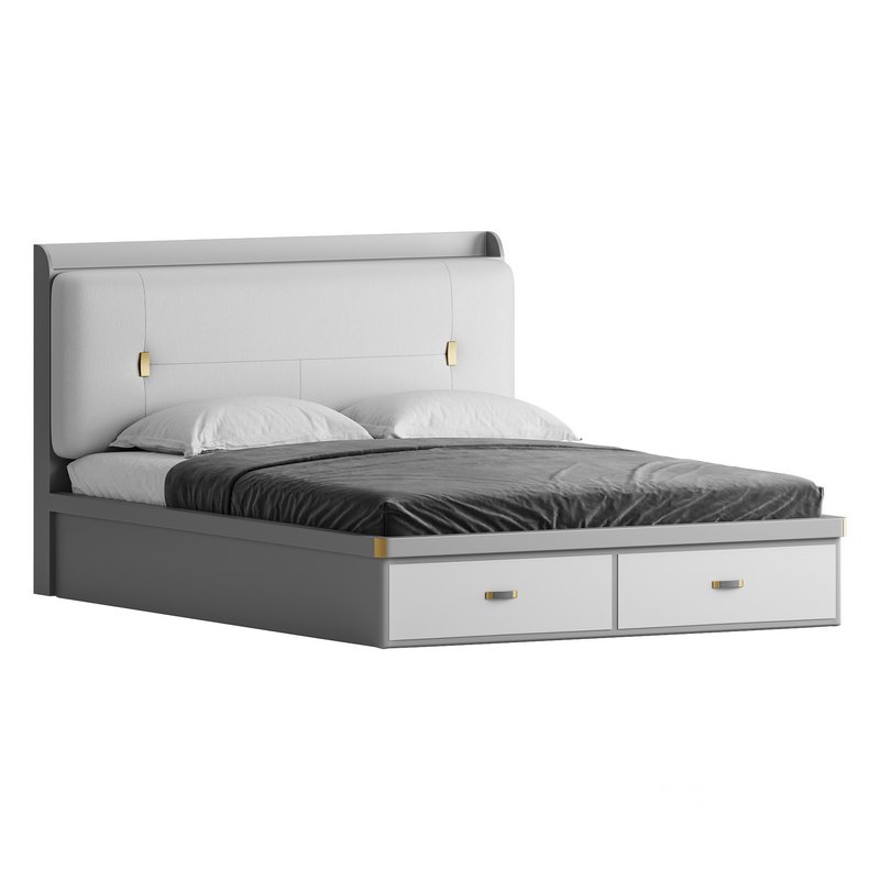 White Wooden Luxury Leather Upholstered Bed Image 8