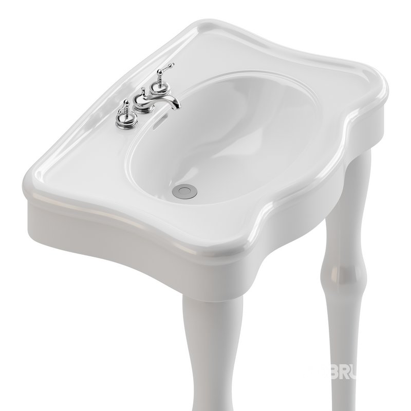 White Console Sink China Two Spindle Legs Image 8