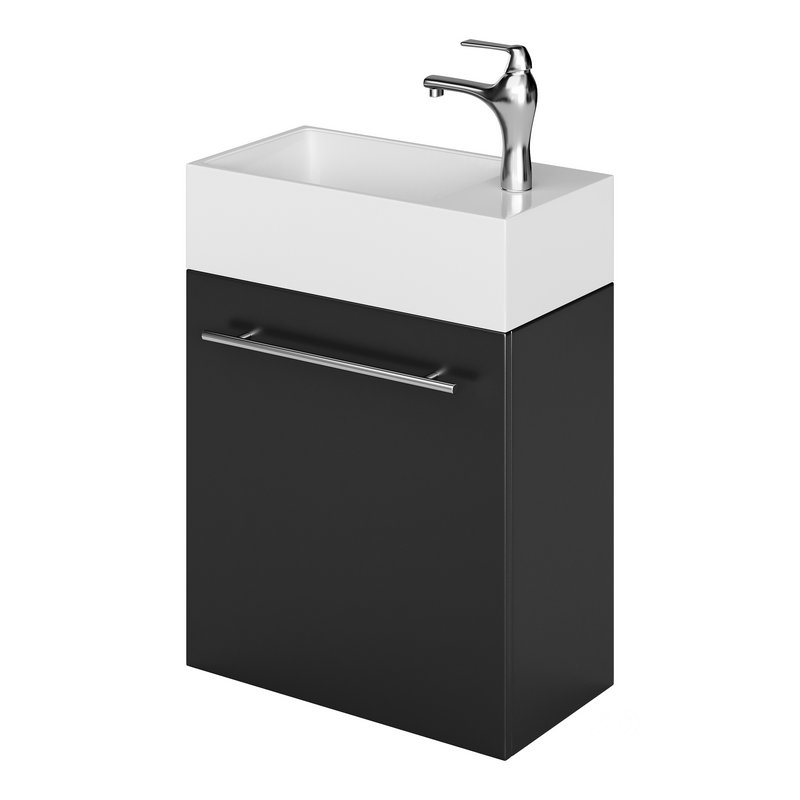 Small Wall Mounted Cabinet Vanity Bathroom Sink Cabinet Black Image 7