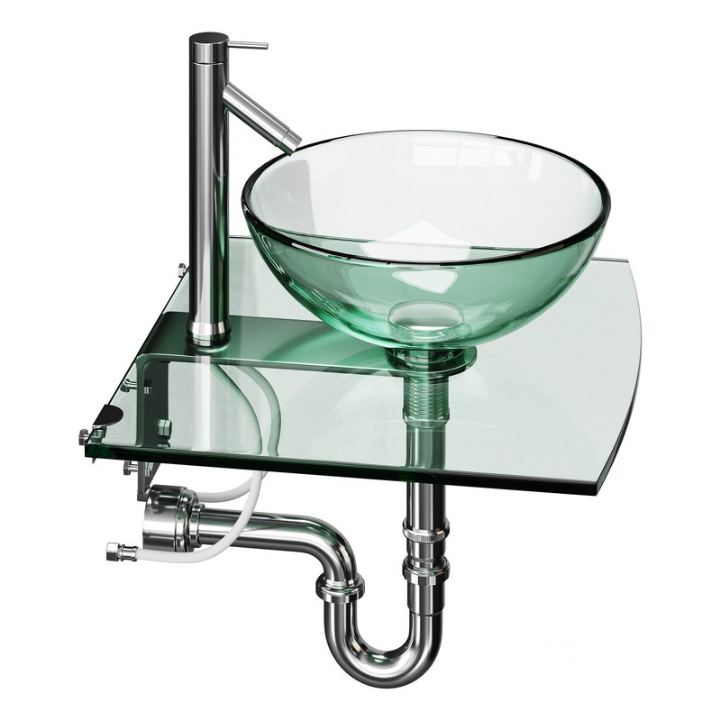 Unique Tempered Glass Wall Mount Vessel Sink Image 9