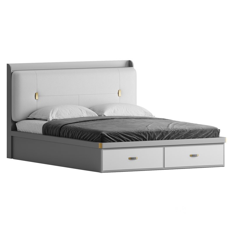 White Wooden Luxury Leather Upholstered Bed Image 9