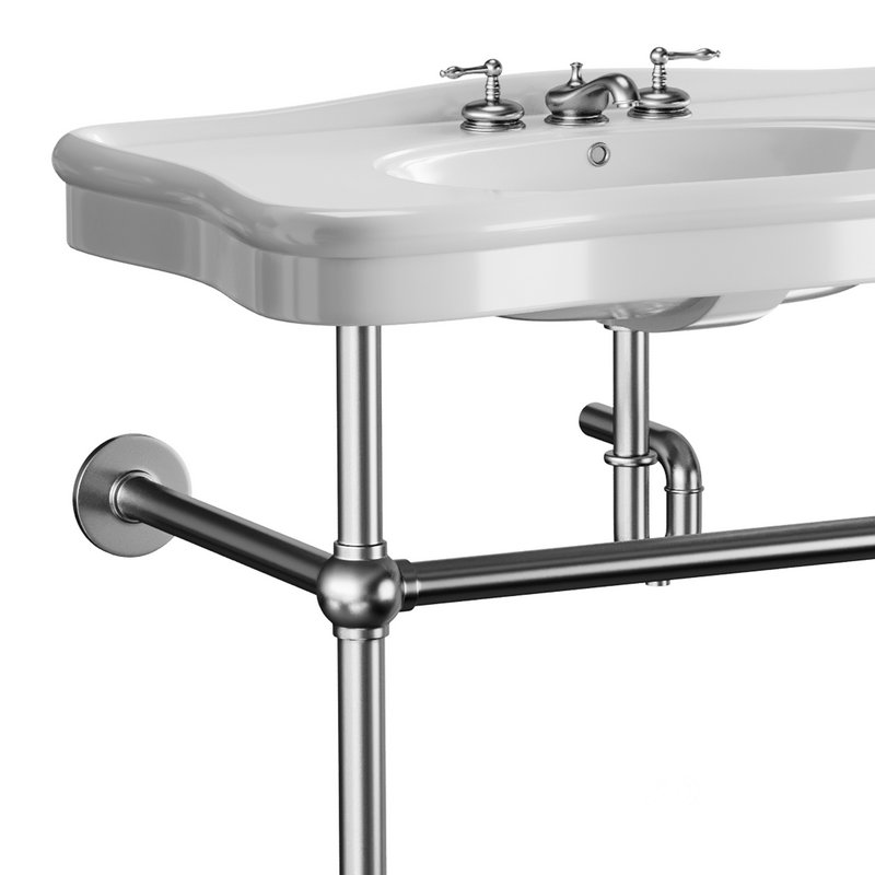 Console Sink Porcelain Belle Epoque with Black Nickel Support Legs Image 8